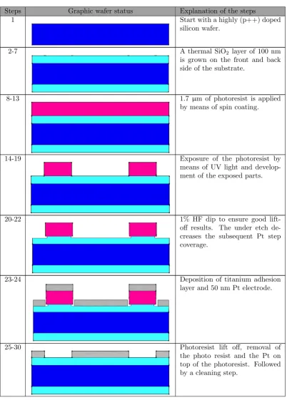 Table 5.1: Simpliﬁed graphical overview of the process ﬂow for the test structures for metallicultra-thin ﬁlms.