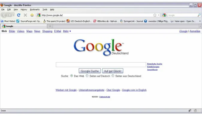 Figure 5:   Google, basic search page 