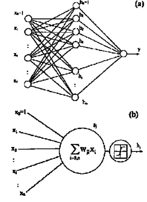 Fig. 2.1 (a) Three layers feed-forward neural