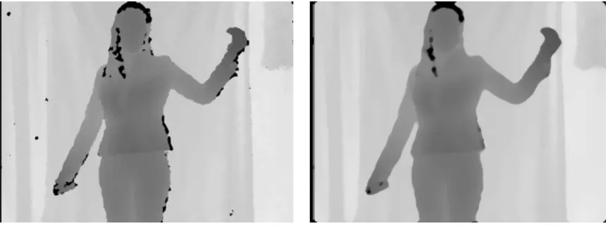 Figure 2: Eﬀect of median ﬁlter on depth image