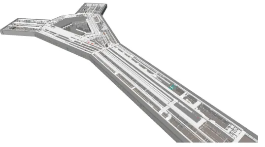 Figure 3: Snap-shot of the building information model  of the existing situation of the F-Pier 