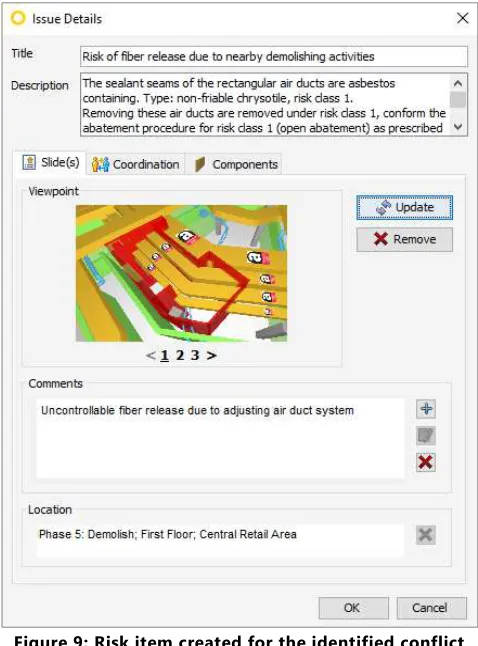 Figure 9: Risk item created for the identified conflict 