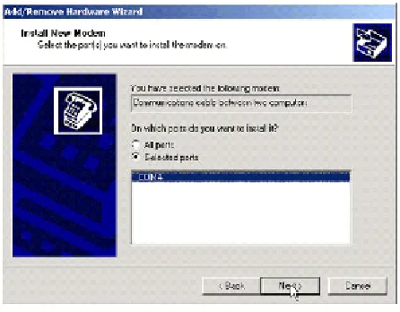 Fig. 2: Phone and modem options/install new modem (1)