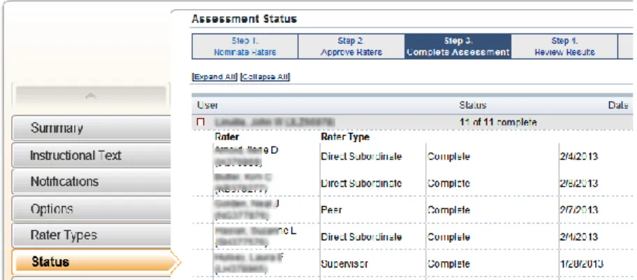 Figure 2 - Status tab of the Assessment Process Record 