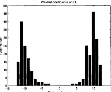 Figure 3.8 Distribution of wavelet coefficients on LL of Lena after DC-level 