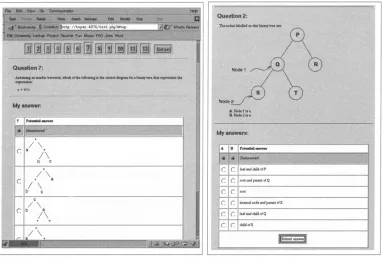 Figure 2: Left - the question navigator is shown at the top. The current question has a larger button, and the colour of the question number indicates whether the question has been answered The test 