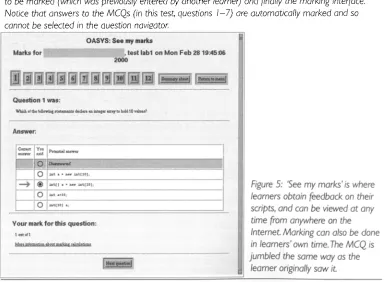 Figure 4: Leamers are required to mark three scripts in order to gain full credit. The marking page shows the original question; advice on the correct use of the mark scheme for this question; the answer 