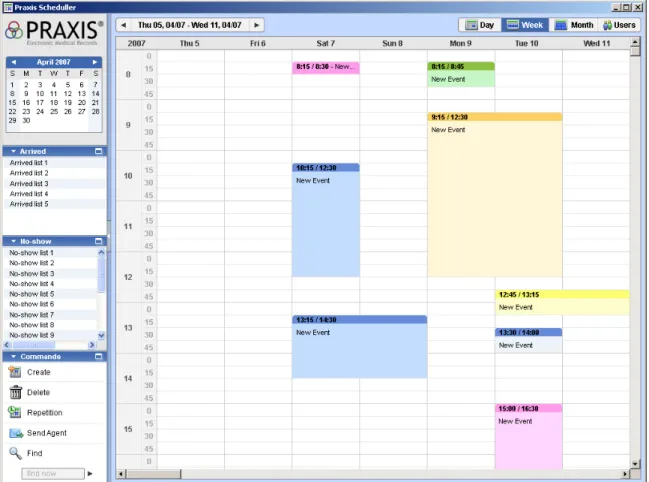 Figure .  New Praxis Scheduler – It is a clinically oriented scheduler 