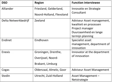 Table 1: Overview of the interviewees 