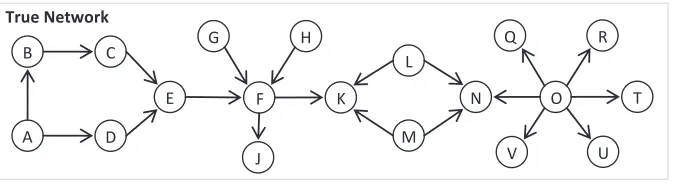 Figure 1: A simulated network of 19 nodes and 20 edges