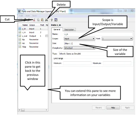 Figure 10. Information on simulation variables. 