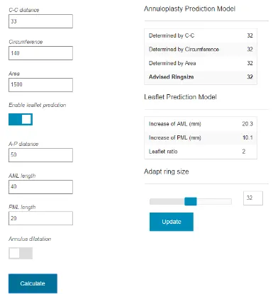Figure 2.6: The web application interface, which let the user assess the ring sizeprediction interactively