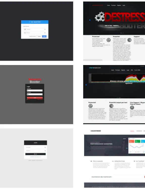 Figure 2.1: Examples of Booter websites.