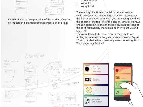 FIGURE 25: Visual interpretation of the reading direction on the left and examples of placements on the right.