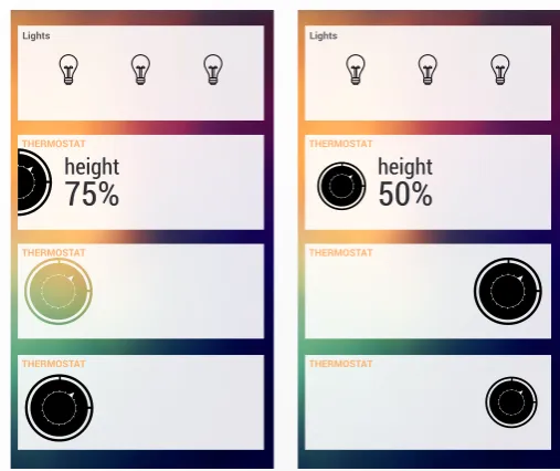 FIGURE 29: Eight cards shown with different placement and different sizes of the icon.