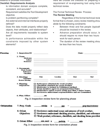 Fig. 2: Inspection review form for planning phase