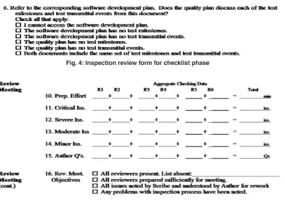 Fig. 4: Inspection review form for checklist phase