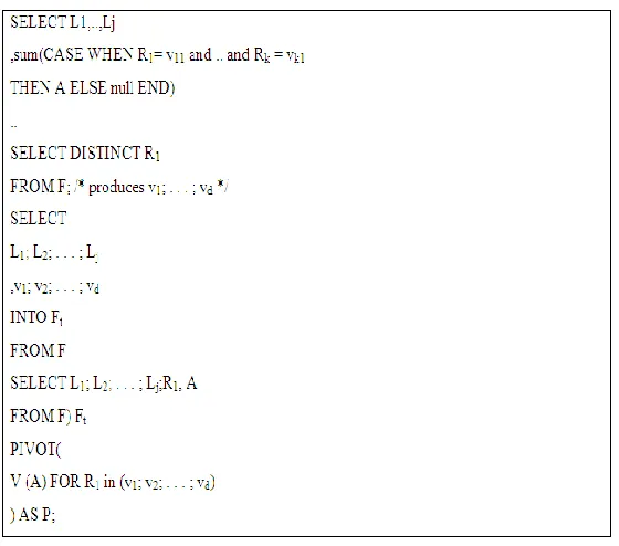table. Then that table is further used to compute horizontal aggregations. The actual implementation is based on the details given in [18]