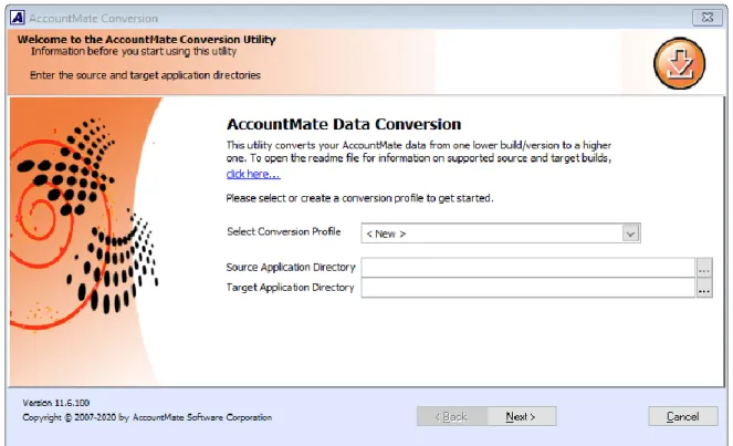 Figure 3. Conversion Profile and Application Directory Selection If you chose to create a new profile, you should see the following window: 