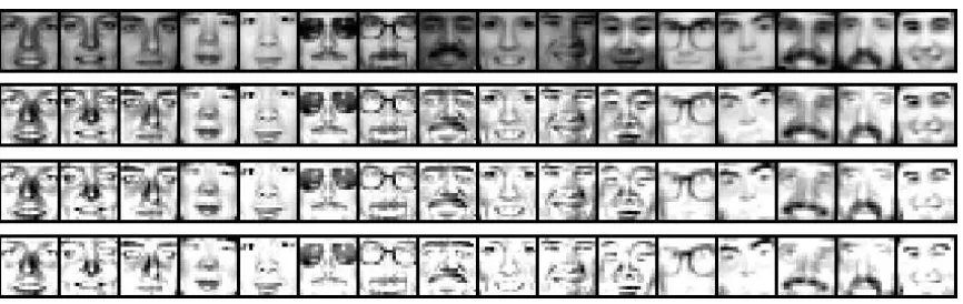 Figure 7 displays a sample of images of the CBCL data set along with the corresponding pre-