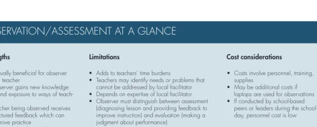 Table 1: Observation/Assessment