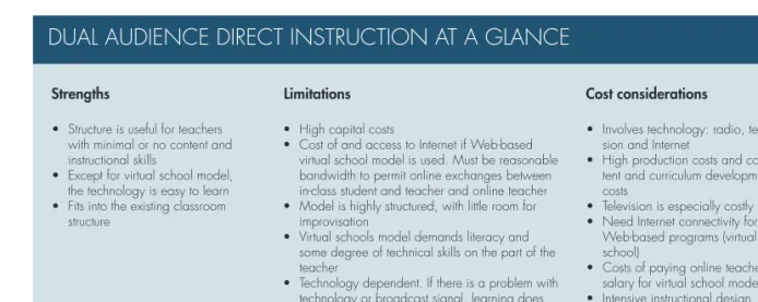 Table 9: Dual Audience Direct Instruction
