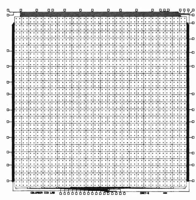 Fig.  1.	  Chip  layout  (with  unit  cell  circuitry  removed)  illustrating  the  detector  array