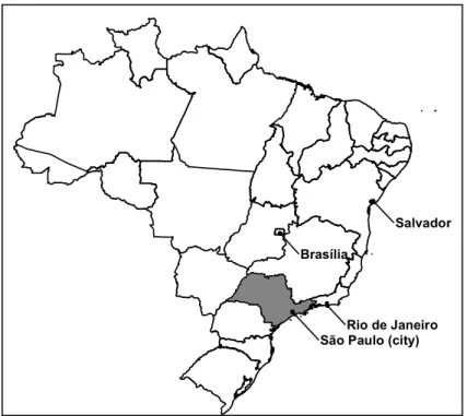 Figure 1. Location of São Paulo State (shaded). 
