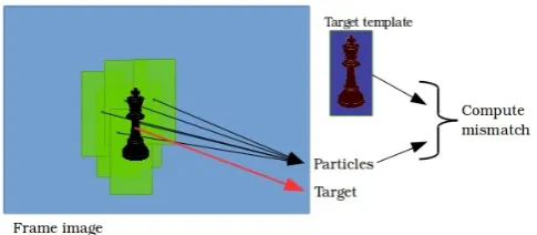 Figure 3.3: Graphical illustration of the particle weighting process for the VisualPF
