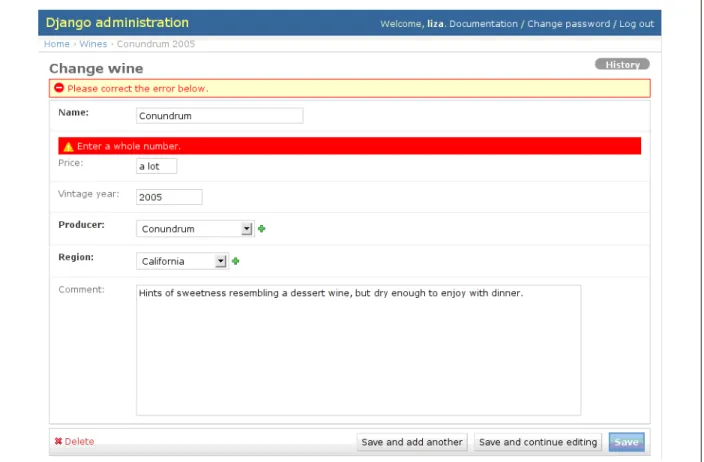 Figure 4. Automatic validation will highlight values which do not match the field's data type