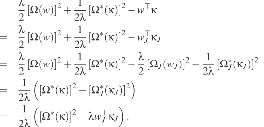Figure 7: The active set (black) and the candidate patterns of variables, that is, the variables in K(hatched in black) that can become active