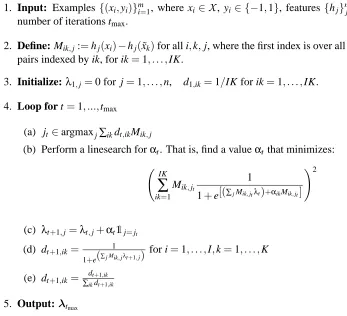 Figure 5: Pseudocode for the Logistic Regression Ranking algorithm.