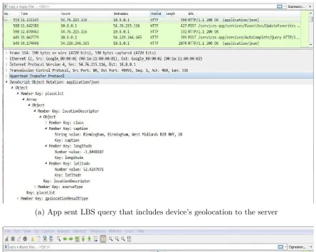 Figure 3.2 Screenshots of captured packets using tPacketCapture tool