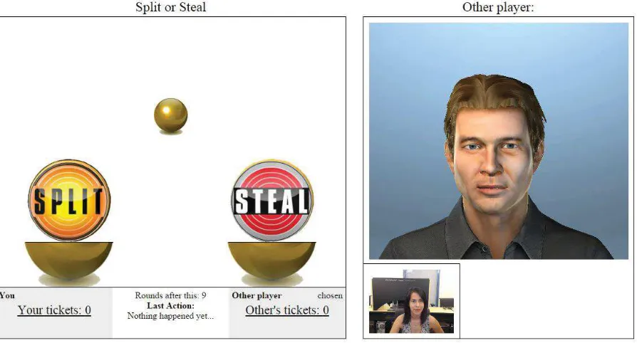 Figure 7. The virtual human showing a neutral expression in the Split or Steal game 
