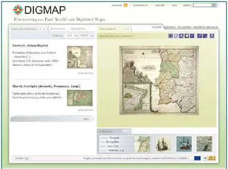 Fig. 13: Browsing through an old map inside the DIGMAP portal 