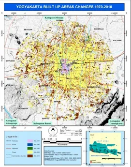 Figure 12: Built-up area map of Yogyakarta City from 1970 to 2010.