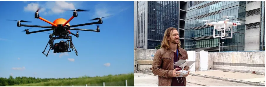 Figure 2: An example of a professional drone (left) and a consumer drone (right). (Voldsgaard, 2015 & Locardi, 2015) 