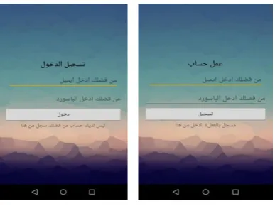 Figure 2: create account and login To maintain security for the system and users, Android requires applications to request permission before the 