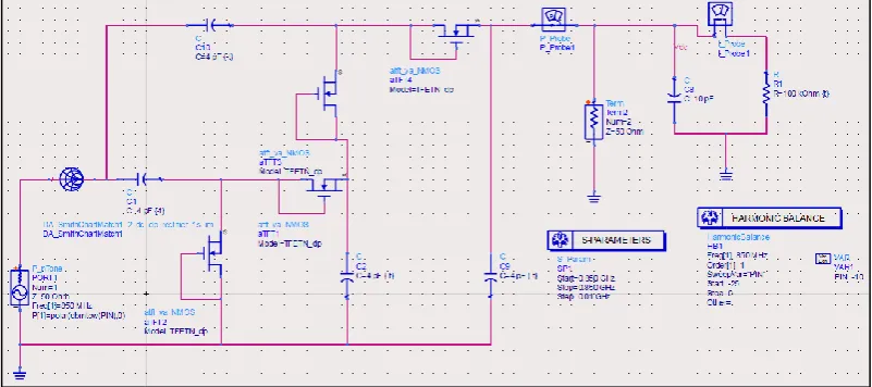 Fig. 14 Schematic design and DC output results of TFET based RF Harvester 