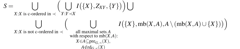 Figure 7: A procedure to generate a reduced set of conditional independence relations for anADMG G and a consistent ordering ≺