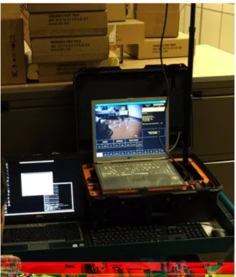Figure 2. C2SM sensor mounted on a mobile robot platform. The sensor provides stereo, IR, chemical and radiological modalities.