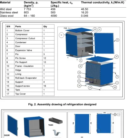 Fig. 2. Assembly drawing of refrigeration designed 