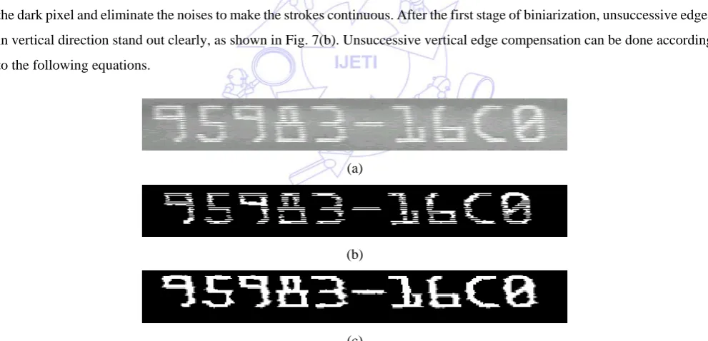 Fig. 6 (a) The closer the scribe center; the more outstanding the gray levels. The arrows indicate the scribe center (b) The  histogram of (a) The locations near to the scribe center have peaks 