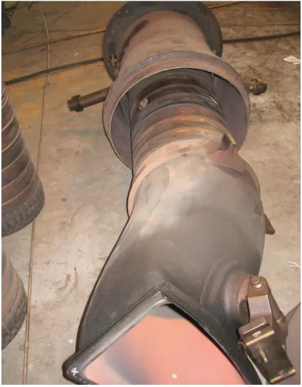 Fig. 17. Linear/flow sleeve/transition piece/cross-fire tube assemble (Front view) 