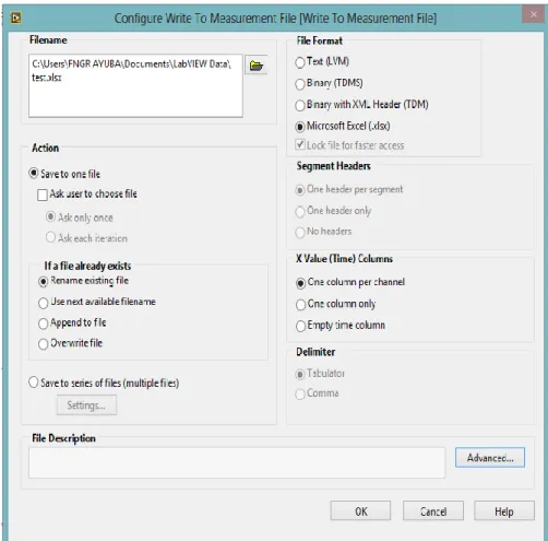 Figure 2.2 Write to measurement file functional palette. 