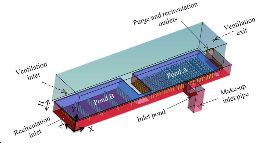 Figure 1. Schematic diagram of the large-scale fuel pond. 