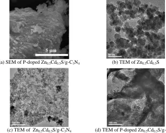 Fig. 4. It is clearly seen that pure Zn0.5Cd0.5S possess strong ability towards light absorption from the UV range to the visible 