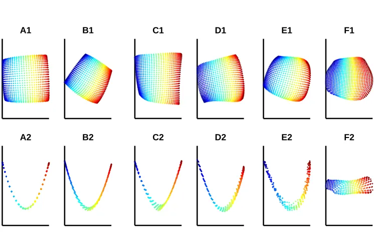 Figure 9: The output of LEM on the 30×30 array of the globe rotation images is presented in A1;the output of LEM on the array of 30 × 10 is presented in A2
