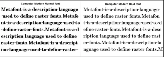 Fig. 3 Normal and bold styled METAFONT using MF Integrator Module 