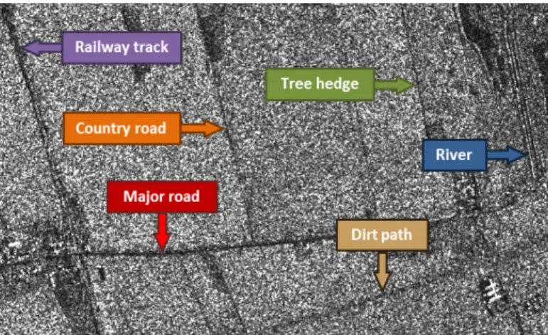 Fig. 1. SAR image sample showing that objects of different natures can look very similar